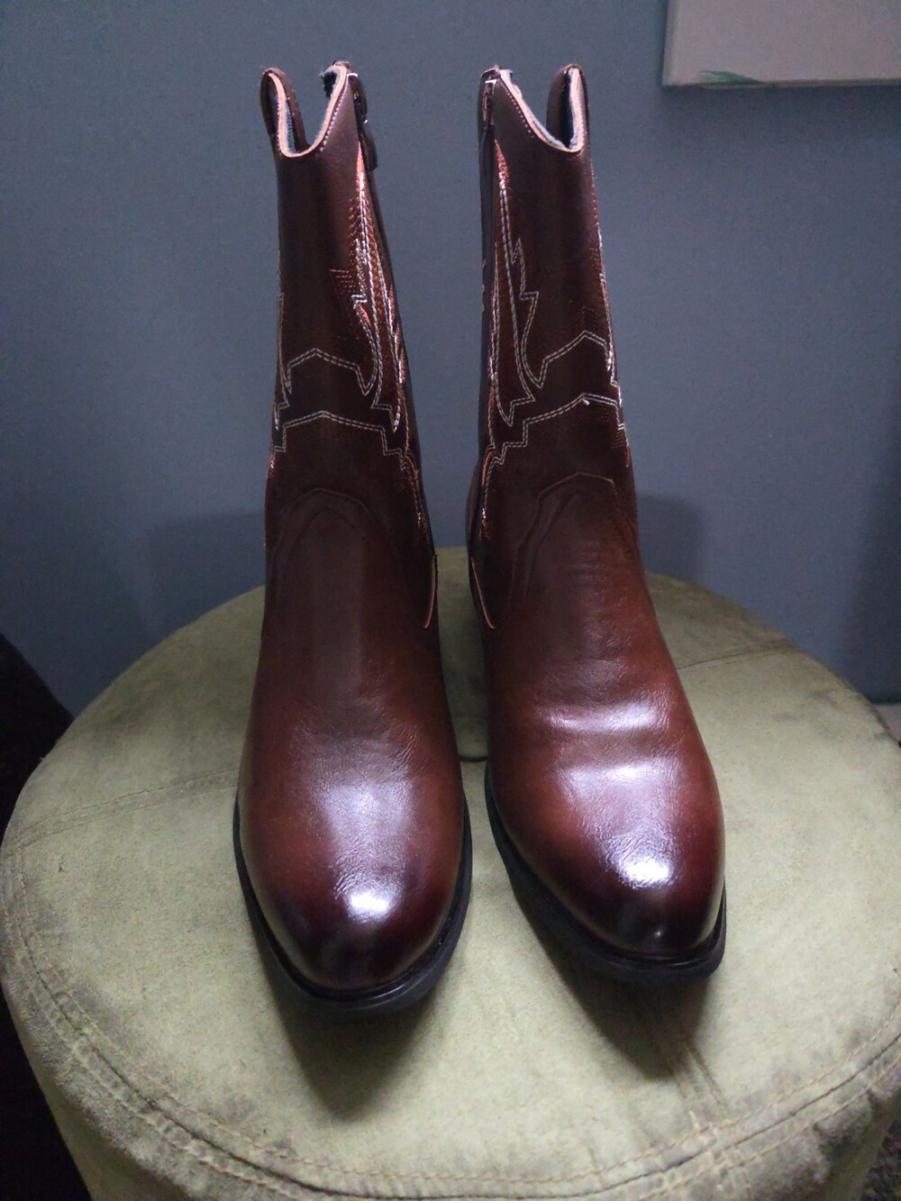 Women's Brown Heeled Western Boots New - Picture 3 of 5